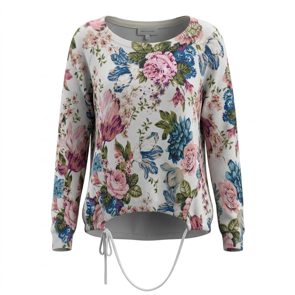 Angel of the North Cashmere Blend Floral Drawstring Sweater Women Size XL